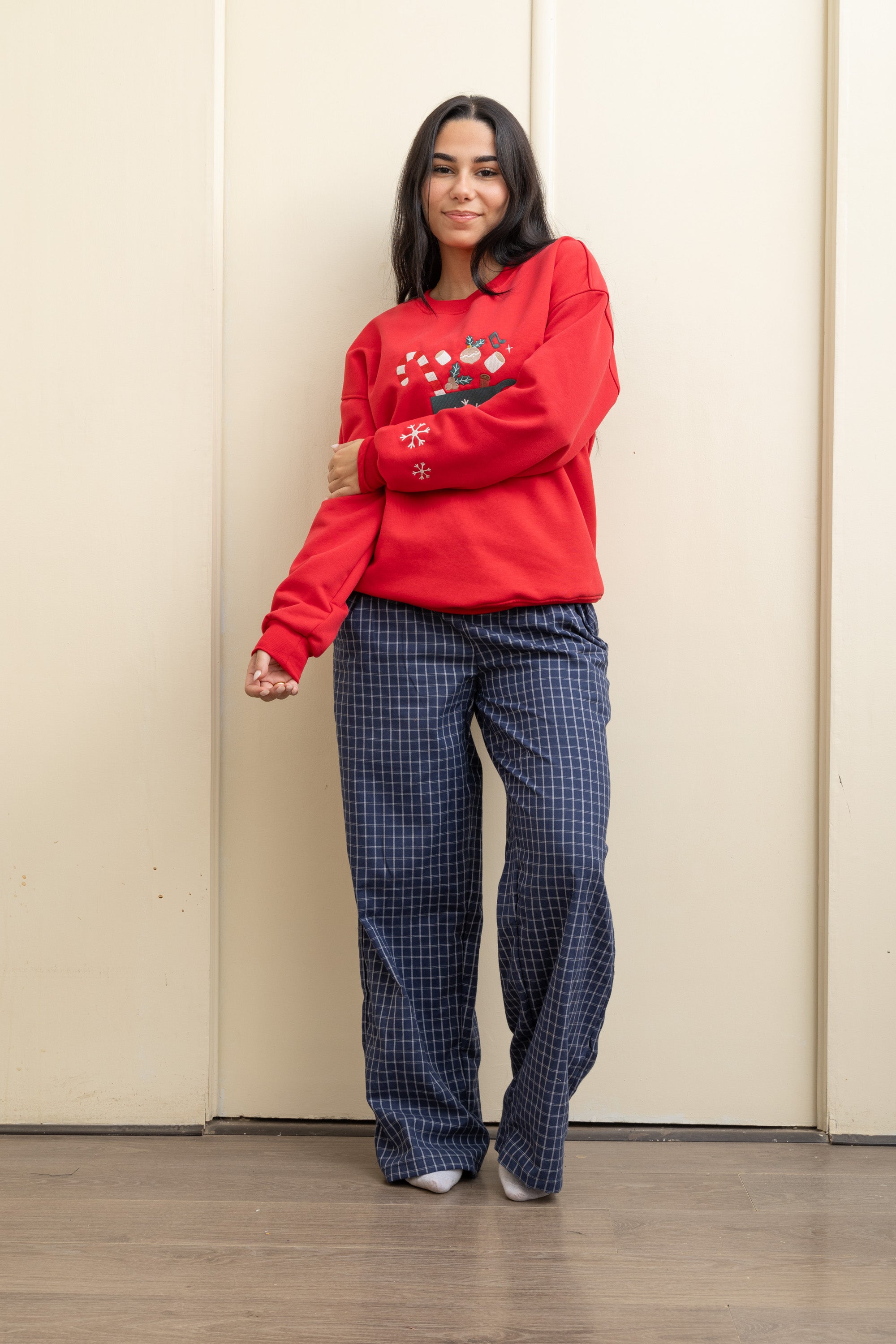 Image of Christmas Checkered Pajama - Red